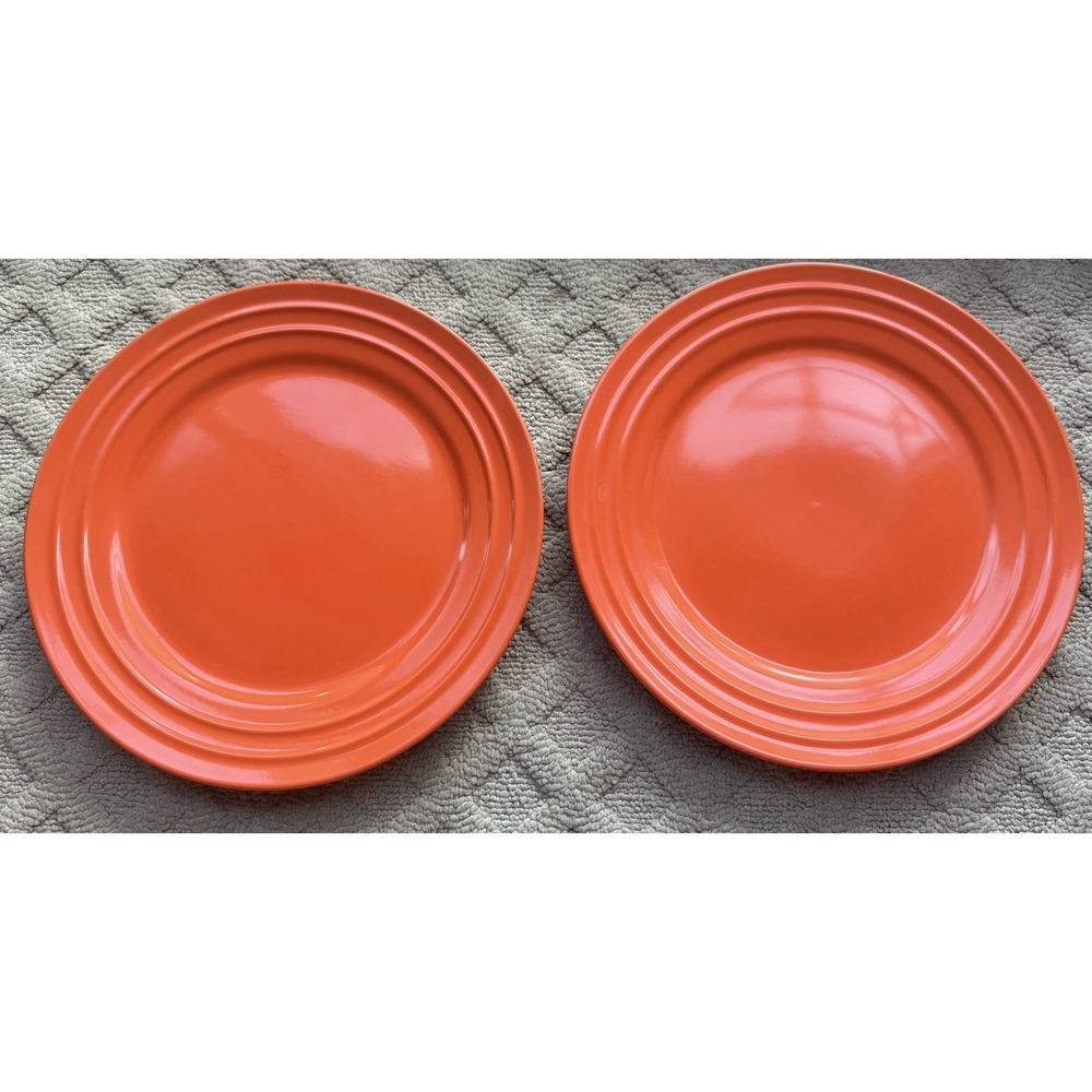 Rachael Ray Double Ridge Dinner Plates Lot of 2 Tangerine